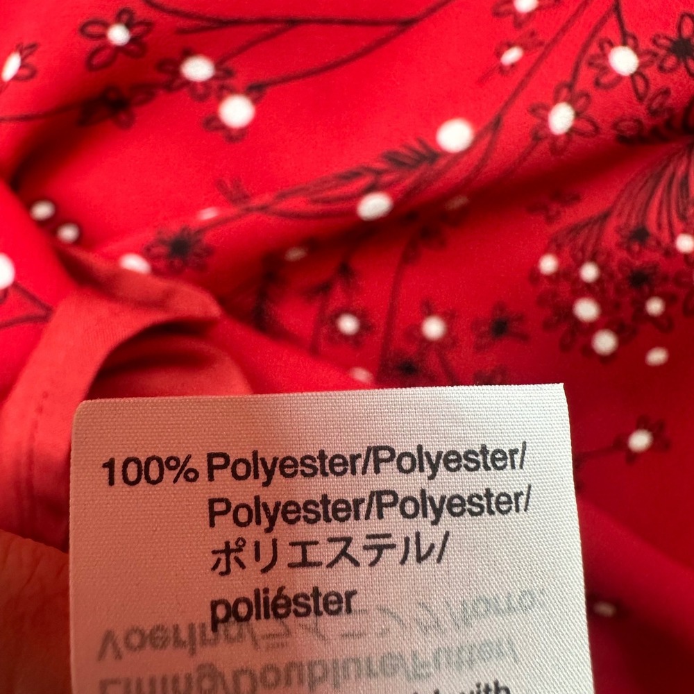 Madewell Floral Mini Dress Women 4 Red Long Sleeve V-Neck Wrap Style - Picture 8 of 9